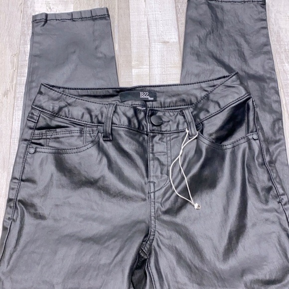 1822 denim black faux leather pleather pants ankle skinny 00P/24P new with tags - Picture 1 of 6